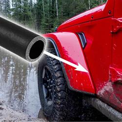 EPDM extruded rubber tubing used on a red Jeep